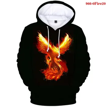 Fire Phoenix Putnu Drukāt Mens Pelēkā Vārna Modes Ziemā Silts Hoodies Lielgabarīta Sporta Krekls Atdzist Streetwear Fire Phoenix Putnu Sieviešu Tops