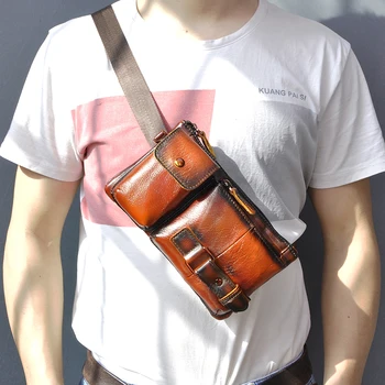 Karstā Pārdošanas Dabīgās Ādas Vīriešu Kafijas Cross-body Sling Bag Dizains Ceļojuma 7
