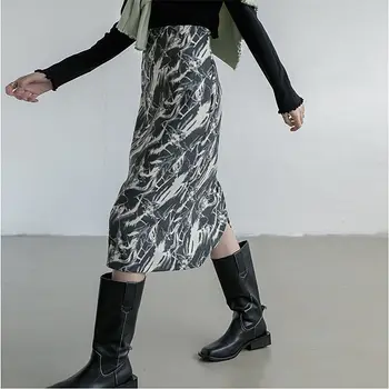 Gari Svārki Sievietēm Šiks kaklasaišu krāsošanas Rudenī, Pavasarī Visu maču Moderns Retro Dizaina Dāmas Apģērbu Slim korejas Stilīgs Faldas Largas Mujer