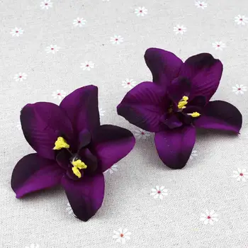 20pcs 8cm Tumši Violeta Mākslīgā Simulācijas Orhideju Dekoratīvu Ziedu Kārters Taizemes Orhideju Zīda ziedi vadītājs Taras DIY kāzu puse