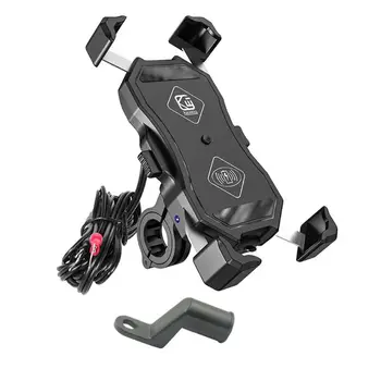 Ūdensizturīgs 12V Motociklu QC3.0 USB 15W Qi Bezvadu Lādētāju Mount Turētāja Statīvs iphone 3.5-6.5 collu Mobilais GPS