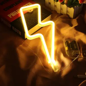 Ziemassvētku LED Neona Zīme, Zibens Formas USB Bateriju Darbināmas Nakts Gaisma Dekoratīvā Galda Lampa Mājas Puse Ziemassvētku Dāvanu