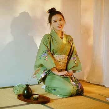 Japāņu tradicionālo kimono Ar Obi paņem foto kleita cosplay sieviešu yukata sieviešu haori Japānā geišas kostīms obi kimonos