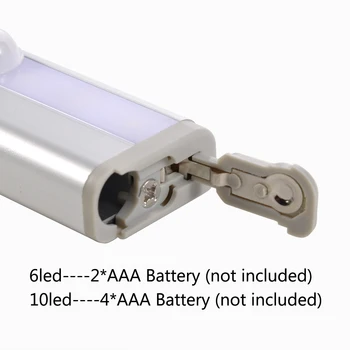 AAA Akumulatoru Powered LED Skapis Gaismas 6led 10led PIR Kustības Sensoru Nakts Gaisma Dzeramā Lampas Bezvadu ministru Kabineta Gaismas Virtuves Lampas