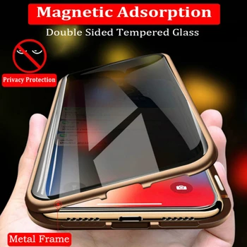 Magnētiskā Privātuma Stikla Tālrunis Lietā par iPhone 11 XR XS Gadījumā Anti-Spiegu 360 Aizsardzības Magnēts Lietā par iPhone 11 Pro 6S 7 8 Vāciņu