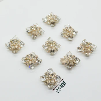 New10pcs komplekts DIY roku darbs rotaslietas, aksesuāri sakausējuma dimanta kristāla ziedlapiņu kāzu dizaina dimanta sprādžu Ierīču Šķirnes
