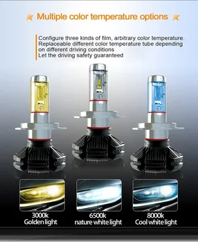 2 gab 80W 8000lm mikroshēmas led auto Lukturu H4, H7, Lukturu Komplekts H/L Staru Spuldze DIY trīs Coors 3000k/6500k/8000k Visām automašīnām