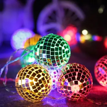 LED Krāsainās Gaismas Spogulis Bumbu String Gaismas Akumulatoru, USB Powered Mirdzums Bārs Pasaku Gaismas Kāzu Ziemassvētku Puse Apdares