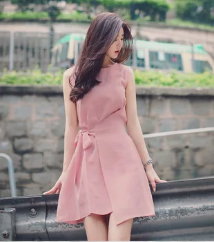 Jummarron 2020. gada vasarā jaunu sieviešu kleitu korejas saldi nelegālo mežģīnes up solid zaudēt Oneck bez piedurknēm ielas stila gadījuma meitene