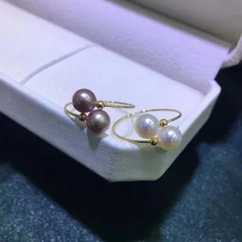 Krāšņs mix stilā apaļa pērle gredzeni 18k zeltu sieviešu rotaslietas