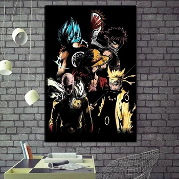 Japāņu Anime, Plakātu, Multiplikācijas Filmu Plakātus, Kanvas Glezna Goku Naruto Luffy Plakātu Izdrukas Sienas Art Attēlu Guļamistaba Dekori