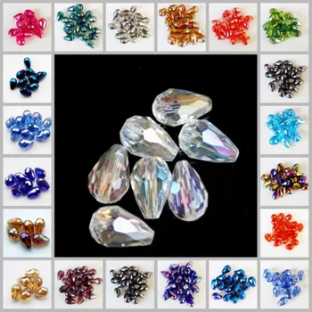 Augstākās kvalitātes 100gab Vairumtirdzniecības Slīpētas Asaras stikla kristāla Šarmu Zaudēt Distances krelles 8x12mm piegādes AB krāsu apšuvuma JewelryY