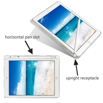 Tablete TPU Soft Case For iPad Gaisa 3 10.5 2019 Slim Silikona Caurspīdīgs Aizmugurējais Vāks iPad Pro 10.5 2017. gadam ar Zīmuļa Turētāju