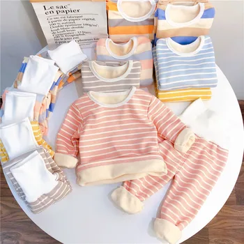 Bērnu Apģērba Komplekts Zēniem Krāsu svītras Sleepwear Bērns, Zīdainis, Bērnu Pidžamas ar garām Piedurknēm Pijama Meitenes Homewear