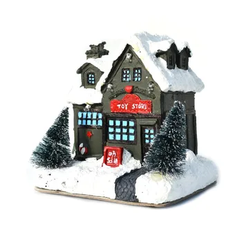 Jaunu Ziemassvētku Radošā Festivāla Tēma Kvēlojošs Mini Mājā Mazi Dekoratīvi Gaismas Laternu Sniega Salona