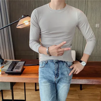 Jaunu Ierašanos Pavasarī garām Piedurknēm T-Krekls Vīriešu Apģērbu, Ir 2021. Vienkārši Slim Fit Modes O-veida Kakla Izstiepts Gadījuma t-veida Homme Plus Izmērs 4XL