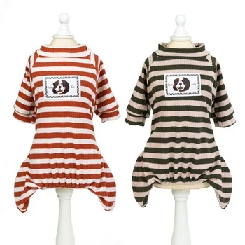 Klasiskā Svītru Suņu Apģērbu Pavasara Rudens Kaķēns Džemperis Mazo Moderns Četrām Kājām Teddy Apģērbu Karikatūra Dzīvnieku Apelsīnu Meitene, Ropa