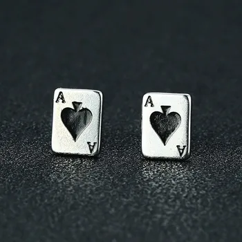 Vīriešu Ace of Spades auskariem Nerūsējošā Tērauda Pokera Spēlētāja Karšu Earing Rotaslietas Dāvanu