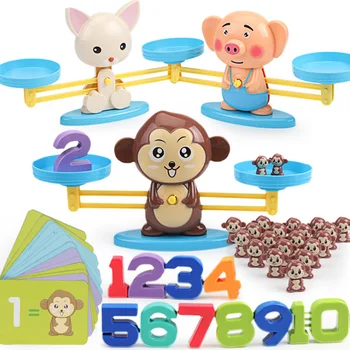 Kids Izglītojošās Rotaļlietas Math Spēles Rotaļlietas Spēles galda Mērkaķis Kaķis Saskaņot Balansēšanas Mēroga Numuru Līdzsvarot Spēli, lai Uzzinātu, Pievienot un Atņemt