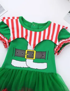 Jaundzimušo Romper Kleita Pirmā Ziemassvētku Zīdaiņu Apģērbs Meitenēm Ziemassvētku Elf Apģērbs 2019 Ziemassvētki Kleitas Zīdaiņu Drēbes Set 3pcs