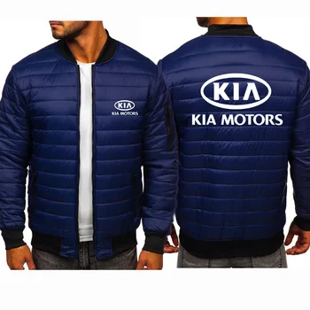 Ziemas flīsu polsterēts silta jaka Jaunu Vīriešu džemperis KIA Auto Logo drukas Modes gadījuma Gadījuma Vīriešu džemperis Zip Jaka