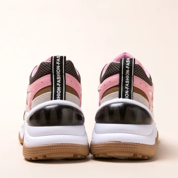 DEEZLA chunky čības sieviešu 2020. gadam, modes platforma Vulcanize Apavi, Pavasaris, Rudens Elpojošs Gadījuma sporta kurpes Sieviešu rozā Jaunas