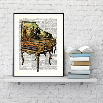 Vecās klavieres Vārdnīca Mākslas Mājas Apdare Kanvas Glezna Audekls Mākslas Dzīvojamā Istaba Plakāti Un Izdrukas Sienas Gleznojums