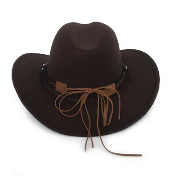 Metāla govs galvu rietumu kovboju cepuru rudens un ziemas vilnas džeza cepuri filca cepuru vīriešu un sieviešu cepure