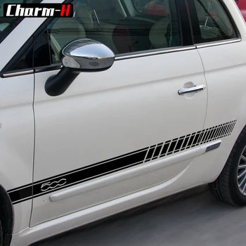 2gab Auto Stils Šūpuļzirgs Durvju Svītras Uzlīmes Fiat 500 Abarth Sānu malas Decal Uzlīmes Grafiskais Piederumi