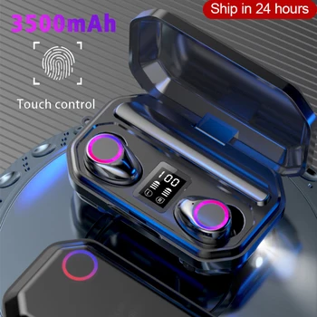 3500mAh Bluetooth Austiņas Bezvadu Austiņas Touch Kontroli LED Ar Mikrofonu Sporta Ūdensizturīgs Austiņas Earbuds Austiņas