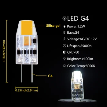 Super Spilgta Lustra, G4 1.2 W Silica Gel 12V COB 5gab Led Lampas Gaismas