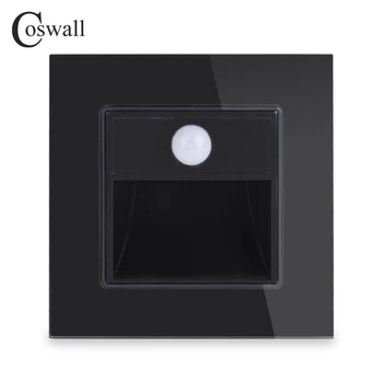 COSWALL Lievenis / Koridora / Stūris / Kāpņu Lampas Sienas PIR Footlights Slēdzis Cilvēka Ķermeņa Sensoru Lampas Stikla Paneli Par 180° Sensoru Klāstu