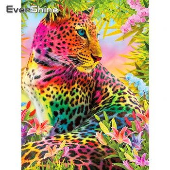 EverShine Dimanta Mākslas Glezniecības Dzīvniekiem Cross Stitch Dimanta Mozaīkas Leopard Attēlu Rhinestones Roku Darbs, Hobijs, Mājas Apdare
