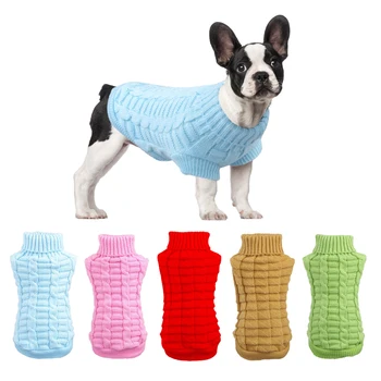 Cietā Kucēns Suns Džemperis Silts Ziemas Apģērbs Mazām Suņu Kostīmu Chihuahua Mētelis Adīšanas Izšūšanas Audums