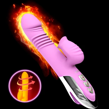 Leten apsildāmi mēles laiza thrusting Teleskopiskie vibrators, seksa rotaļlietas sievietēm G-spot klitora orgasmu Seksa produkti