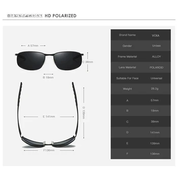 VCKA Polarizētās Saulesbrilles, Vīriešu Zīmola Dizainere Taisnstūra Taisnstūra Sunglass Vīriešu Braukšanas Saules Brilles oculos de sol Brilles UV400