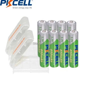 8PCS PKCELL AAA akumulatoru 850mah 1,2 v NIMH aaa uzlādējamās baterijas LSD batteria un 2GAB AA/AAA akumulatoru kastes turētājs