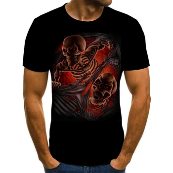 Smieklīgi Galvaskausa Vīriešu T-krekls Vīriešu Grim Reaper 3DT-Krekli Punk Stila Zēns Vasaras Modes Apģērbu O-veida Kakla Topi Plus Lieluma Street Wear