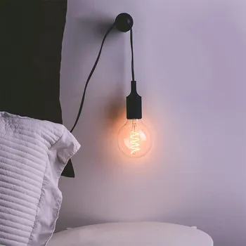 LED spuldzes turētājs spuldžu muti ar vadu maiņa plug DIY karājas vadu vienkārša nelielu kulonu spuldzes E27 lielu skrūvi muti lampas turētājs