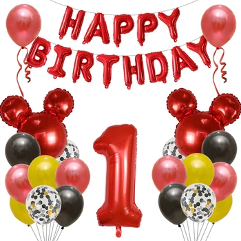 34pcs Happy Birthday Vēstuli Mickey Minnie Galvu, Folija Baloni, Bērnu Rotaļlietas, Bērnu Dušas, Dzimšanas dienas Apdare Piepūšamās Gaisa Globos