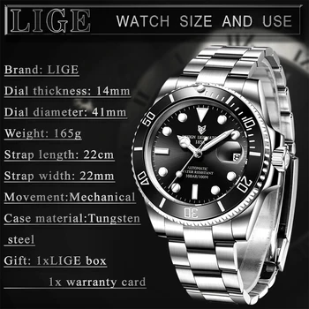 LIGE DIZAINA 2020. gadam Luksusa Vīriešu Mehāniskās rokas Pulkstenis Nerūsējošā Tērauda GMT Skatīties Top Zīmolu Safīra Stikls Vīriešu Pulksteņi reloj hombre