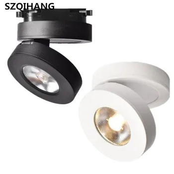 Ultrathin COB led down gaismas 5W 7W 10 W led spot lampas uz virsmas montēta griestu apgaismojums COB led track lukturi balta, melna ķermeņa