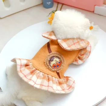 Jaunu Ķēriens Lācis Cute Meitene Mazajiem Suņiem Kleitas Suņiem Coffe Mājdzīvnieku Apģērbu Chihuahua Maltiešu Kucēns Svārki Kaķis Vairumtirdzniecības Kleitas Pet Apģērbs
