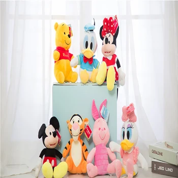 2020 Jaunas, Īstas Disney leļļu Mickey Minnie plīša rotaļlieta Mickey Mous Donald Duck lelle Disney leļļu 22 cm