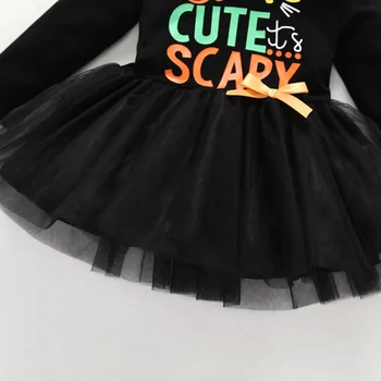 Bērniem, Baby Toddler 2018 Meitenes Apģērbu Komplekts Zīdaiņiem un Jaundzimušiem Bērniem Biedējošu Cute Kaķi Melni 2gab Halloween Kleita+Oranža Bikses Tērpiem