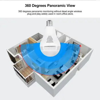 EVKVO 360 Grādu LED Gaismas 1080P Bezvadu Panorāmas Mājas Drošības WiFi CCTV Fisheye Spuldzes Lampas IP Kameras Divos Veidos Audio