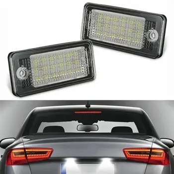 2GAB LED Auto Numura un Licences numura zīmes apgaismojuma Lukturiem Ar 18 LED Kļūdu Bezmaksas Licences Plāksnes Gaismas Lukturis Audi A3 A4 A5 A6 A8 B6 B7 Q7