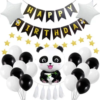 Karikatūra dzīvnieku panda tēma balonu komplekts banner apdare, dzimšanas dienas svinības balonu bērnu dušas zelta lateksa balonu bērnu dāvanu