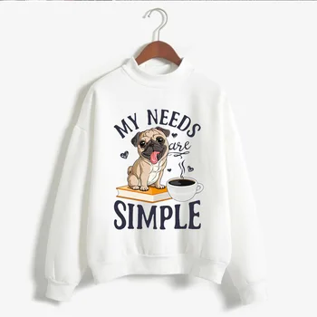 Harajuku Mopsis Grāmatu Kafijas Džemperi Sieviešu Drēbes Smieklīgi Manām Vajadzībām Ir Vienkāršs Krekls Estētisko Dzīvnieku Suns Iespiesti Nav klp pelēkā vārna
