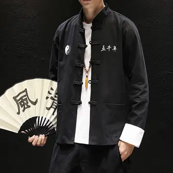 MrGoldenBowl Vīriešu Lielgabarīta Ķīniešu Stila Žaketes Streetwear Vīriešiem Gadījuma Zaudēt Classic Mēteļi 2020. Gada Rudenī Vīriešu Modes Jakas